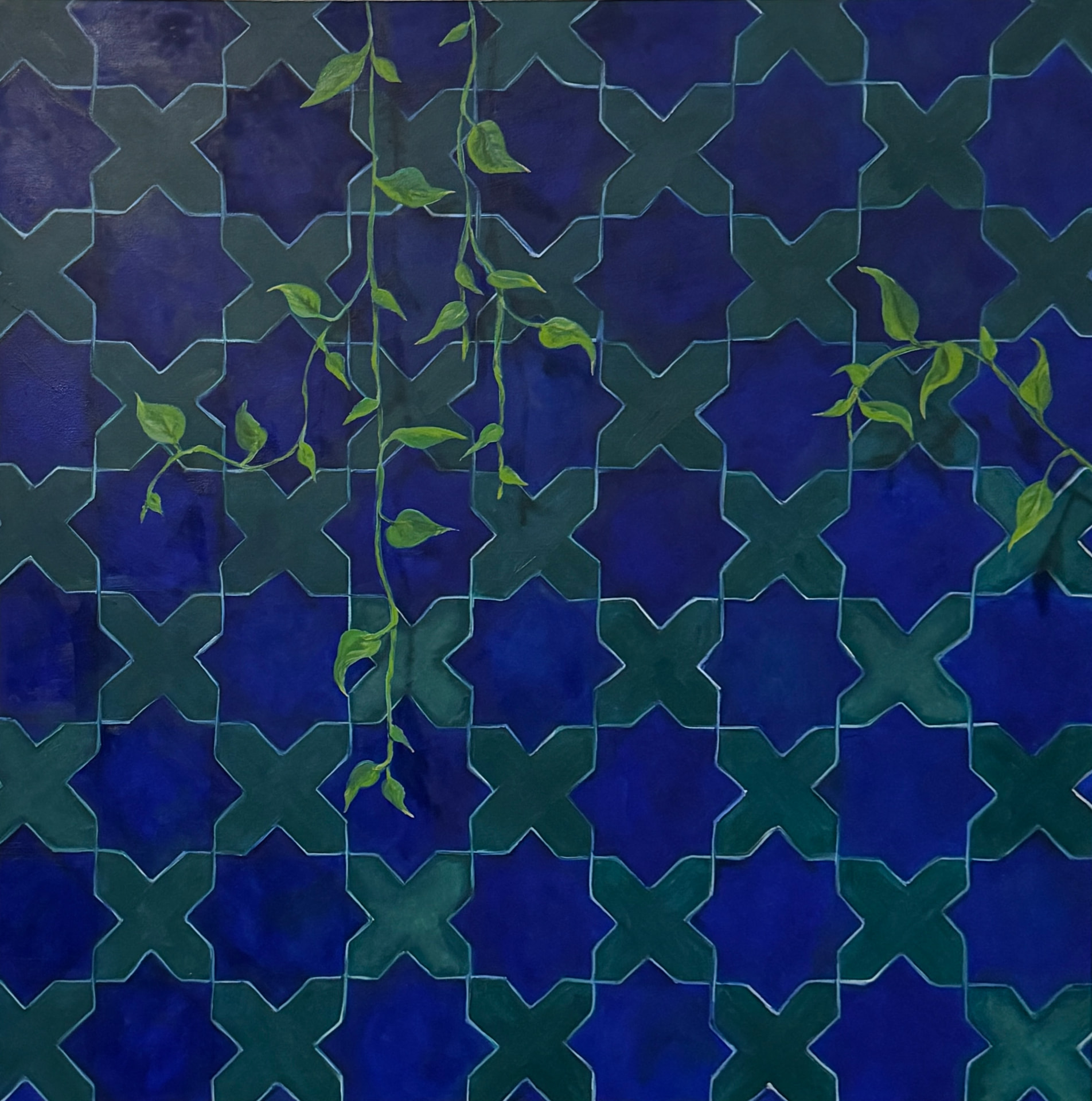Zellij I, 2026, Moroccan-inspired oil painting by Meryem Berrada