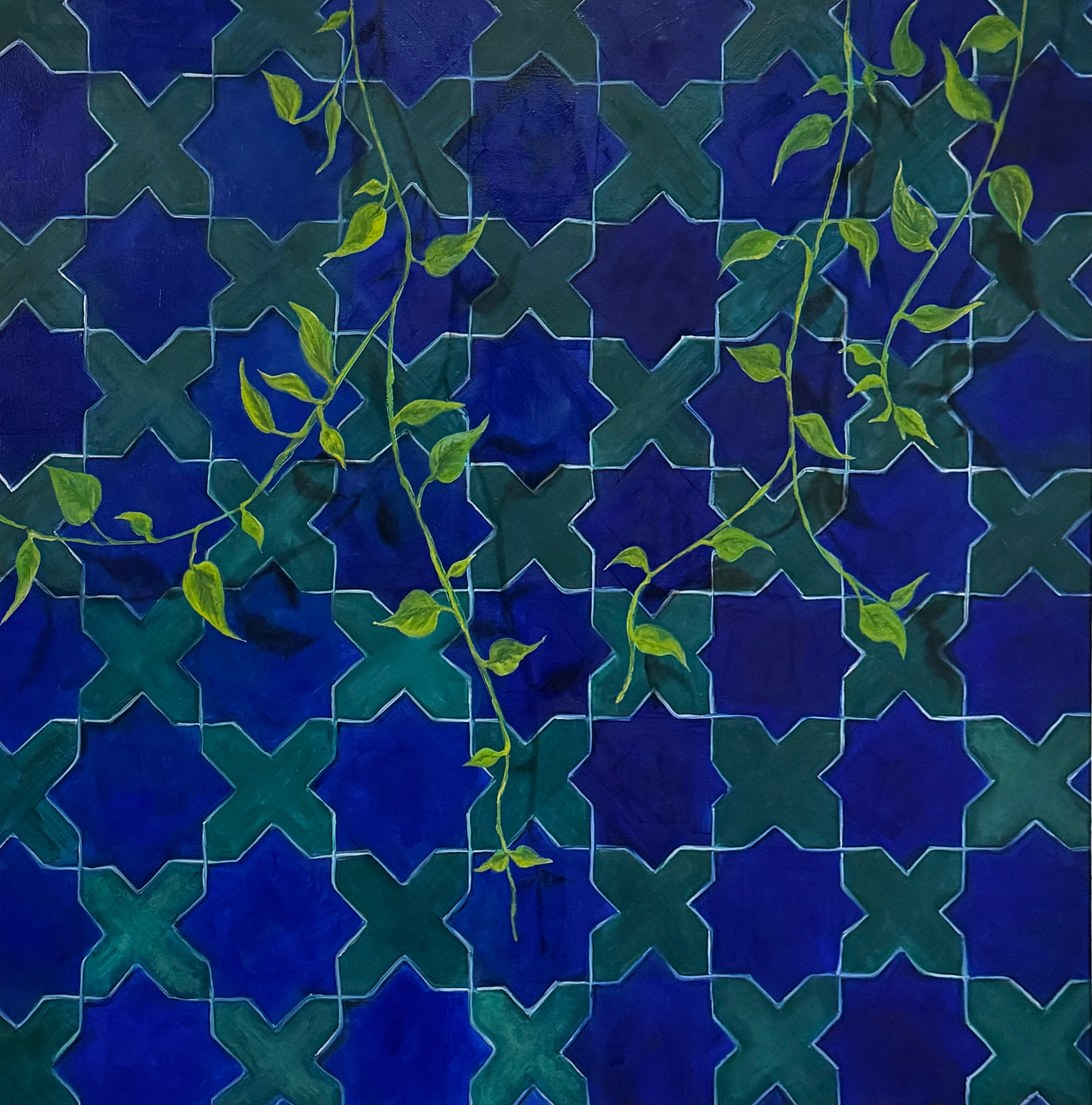 Zellij II, 2026, Moroccan-inspired oil painting by Meryem Berrada