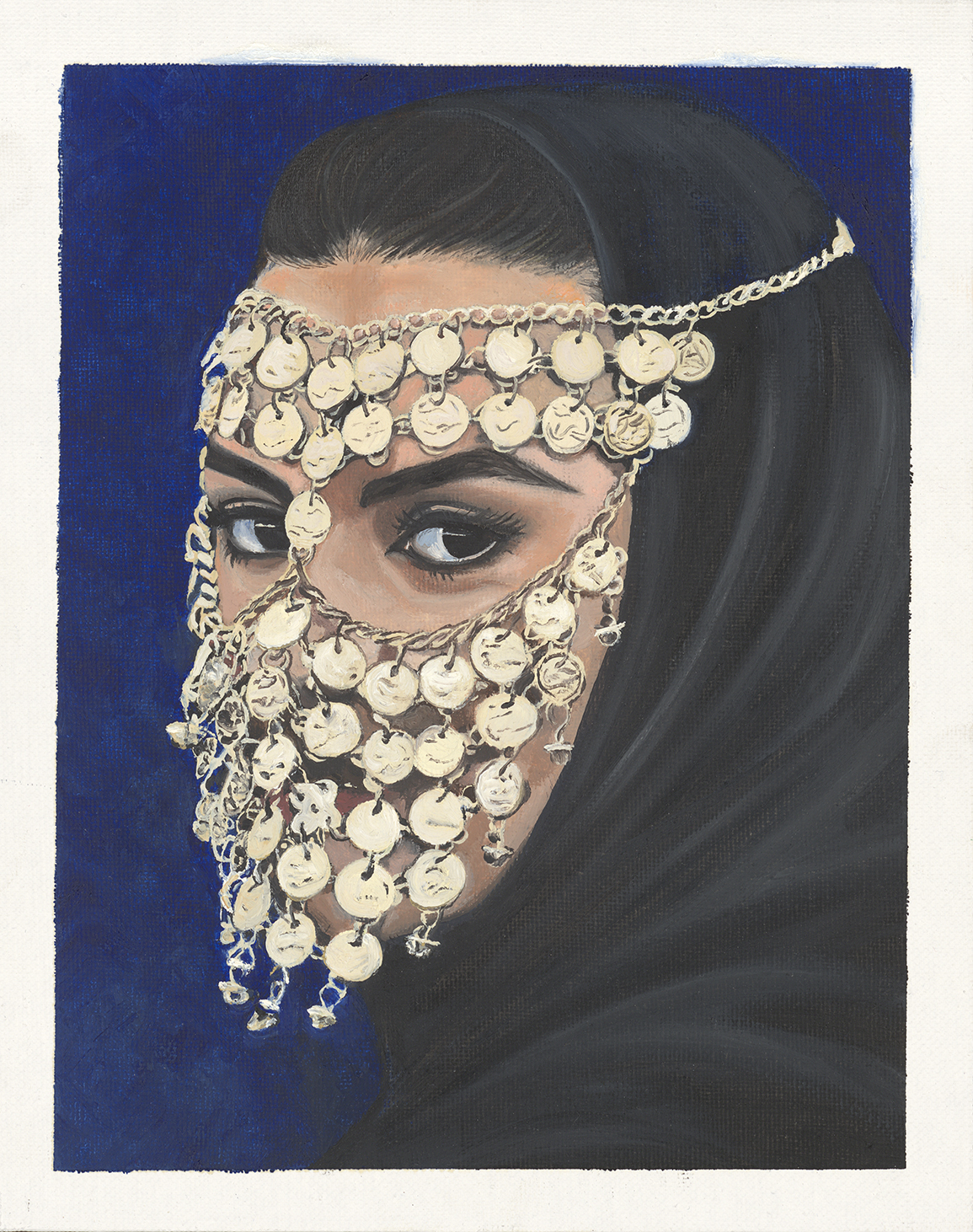 Gold Cover, 2022, Moroccan-inspired oil painting by Meryem Berrada